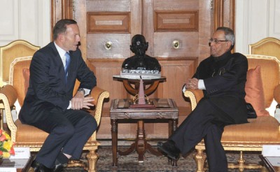 Australian PM calls on Pranab Mukherjee